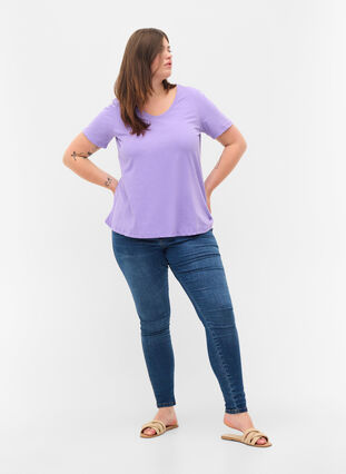 Yksivärinen perus t-paita puuvillasta, Paisley Purple, Model image number 2