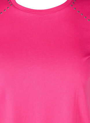 Lyhythihainen puuvillainen t-paita niiteillä, Fuchsia Purple, Packshot image number 2