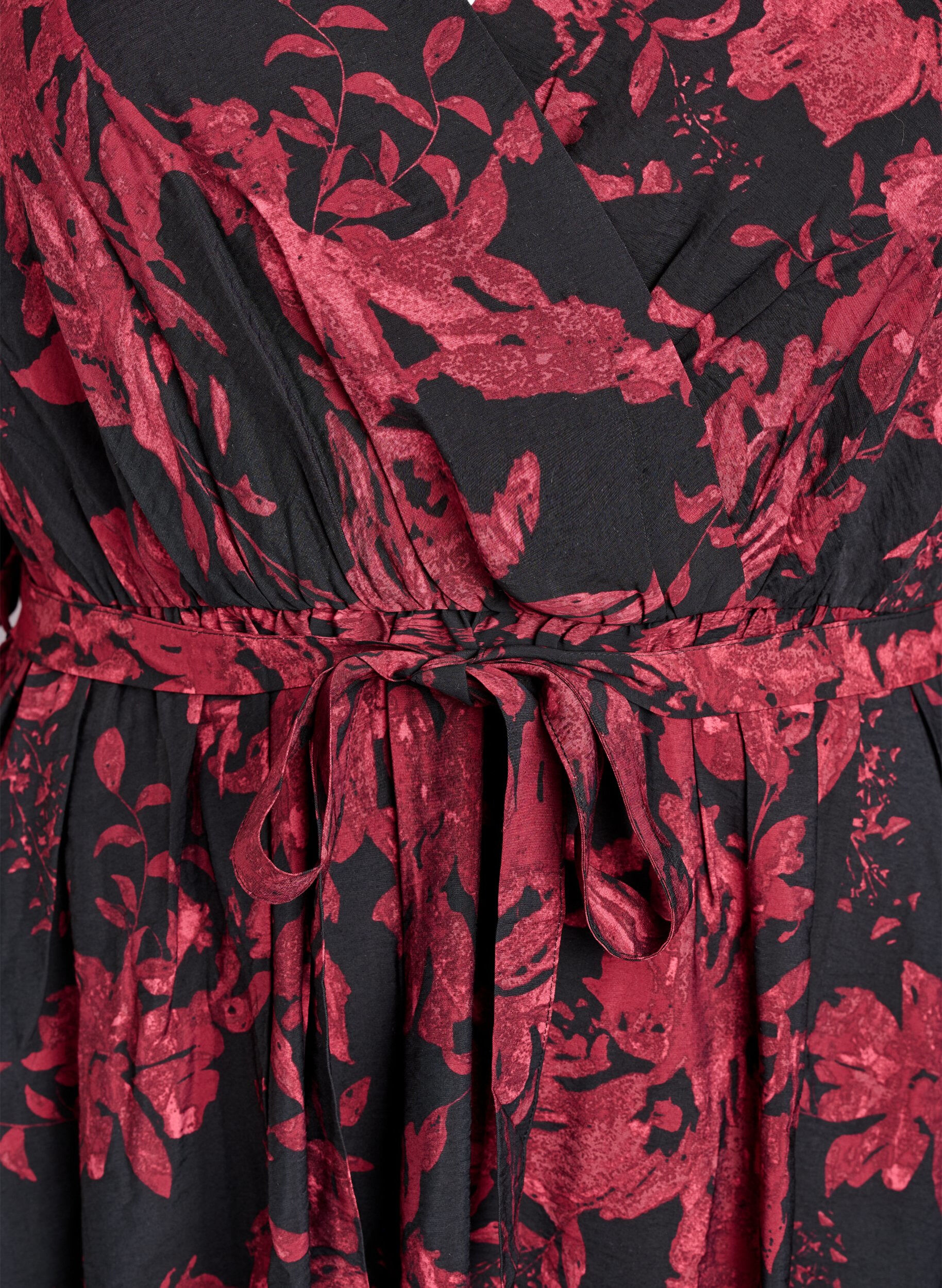 Zizzi Polvimittainen mekko vy&ouml;ll&auml; ja kietaisutyylill&auml;, Musta, Packshot image number 2