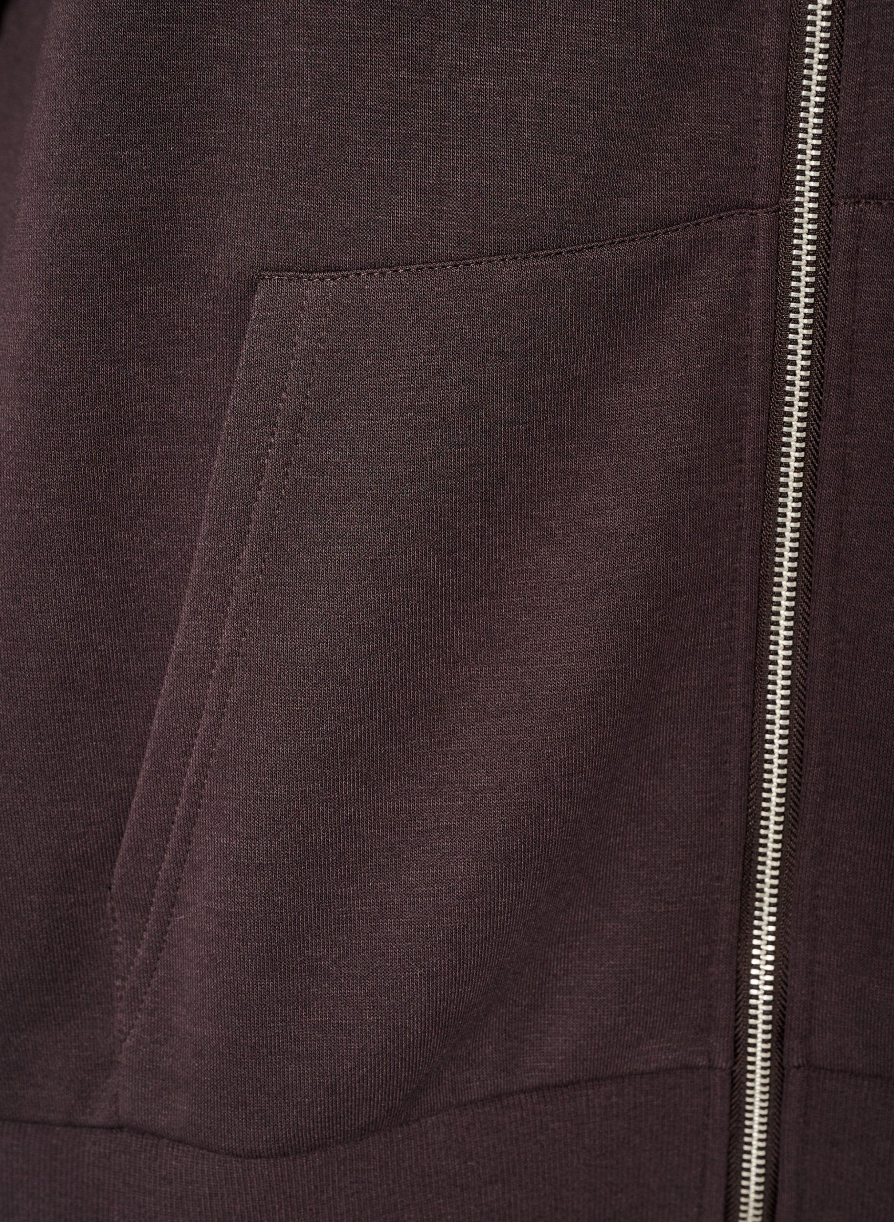 ZizziHupullinen collegepaita vetoketjulla ja taskuilla, Ruskea, Packshot image number 3