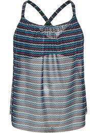 Kuvioitu tankinitoppi kaarituilla ja ristikk&auml;isill&auml; olkaimilla, Sininen