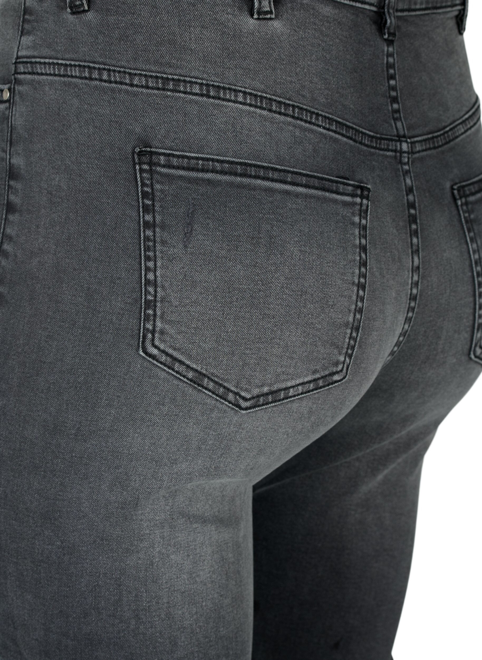 Zizzi Tyk&ouml;istuvat farkut kulutuksilla, Grey Denim, Packshot image number 3