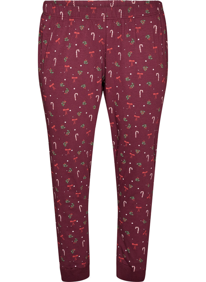 Painetut pyjamahousut, Tumma Bordeaux, Packshot image number 0