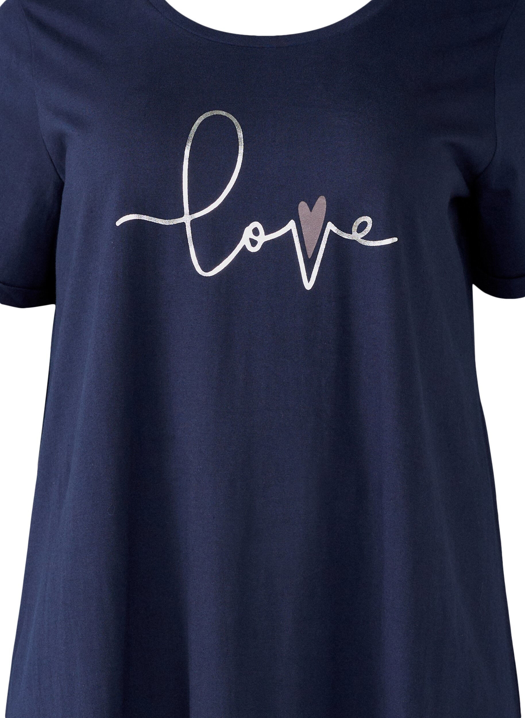 Zizzi Lyhythihainen y&ouml;paita luomupuuvillaa, Sininen, Packshot image number 2