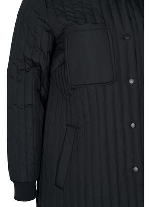 Tikattu takki rintataskulla ja kauluksella , Black, Packshot image number 3