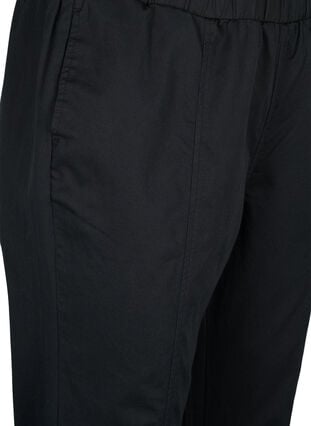 Puuvilla-pellavasekoitteesta valmistetut housut, joissa on taskut, Black, Packshot image number 2