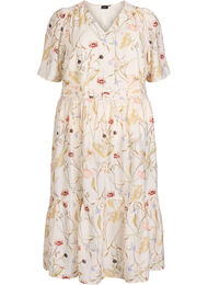 A-linjainen kukkakuvioinen midi-mekko, Beige