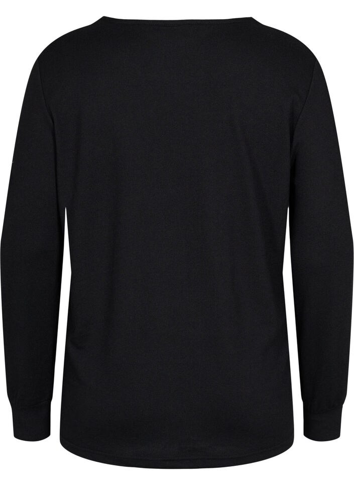 Pitkähihainen pusero pitsiyktisyikohdilla, Black, Packshot image number 1