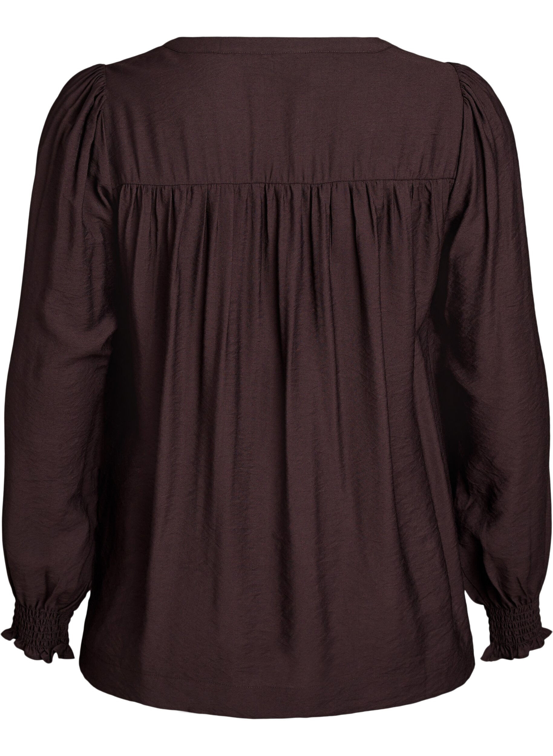 ZizziViskoosipusero smock-yksityiskohdilla ja rypyill&auml;, Ruskea, Packshot image number 1