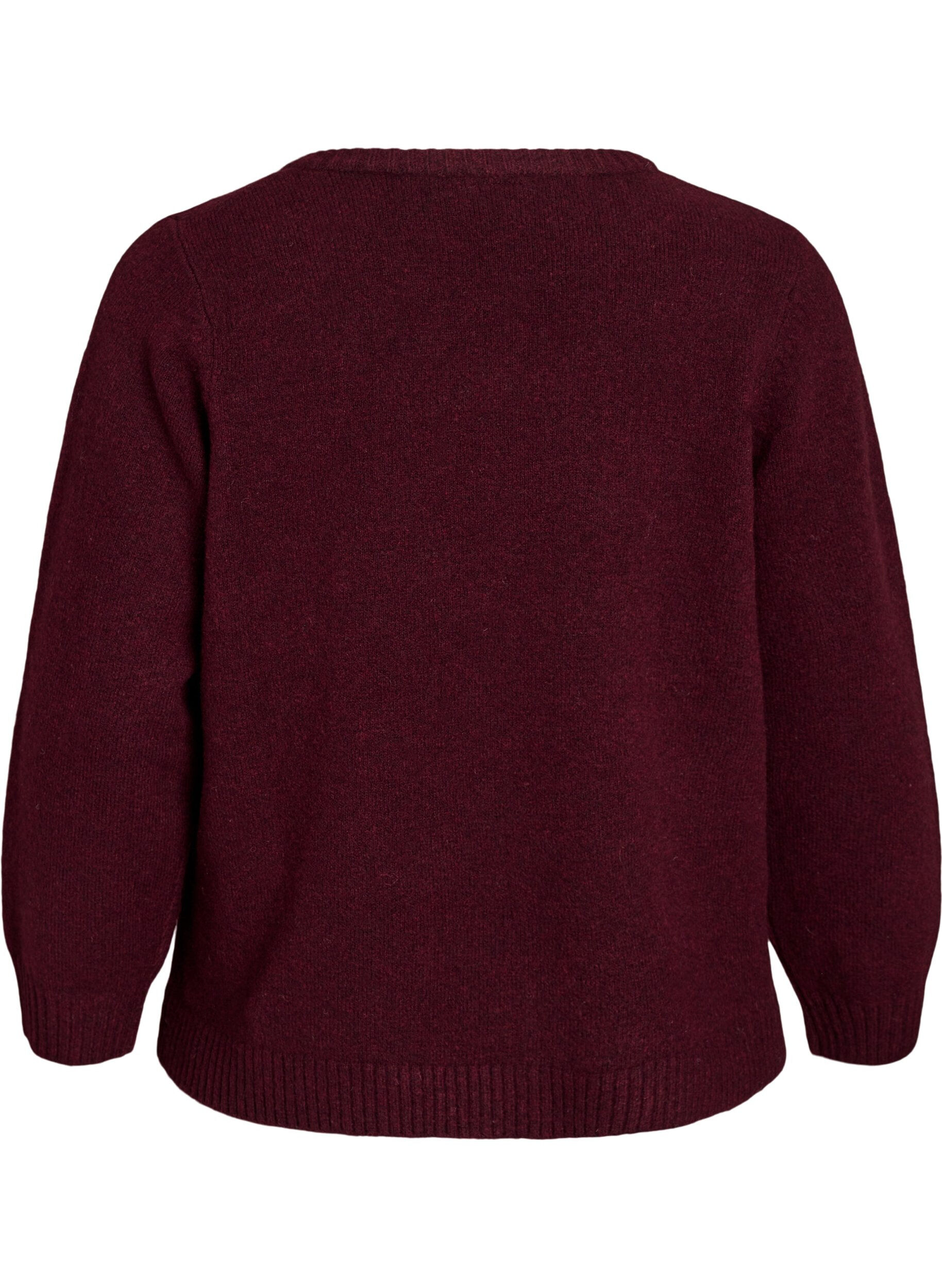 ZizziNeuletta neuletakki kukkayksityiskohdilla, Tumma Bordeaux, Packshot image number 1