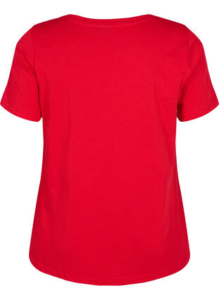 Puuvillainen t-paita tekstiprintillä ja v-pääntiellä, Tango Red ORI, Packshot image number 1