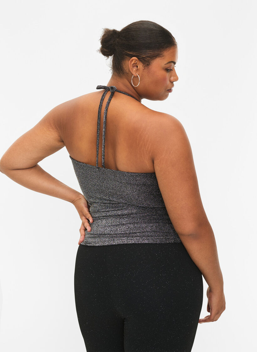 Hopeanvärinen hihaton toppi, Black Silver, Model image number 1