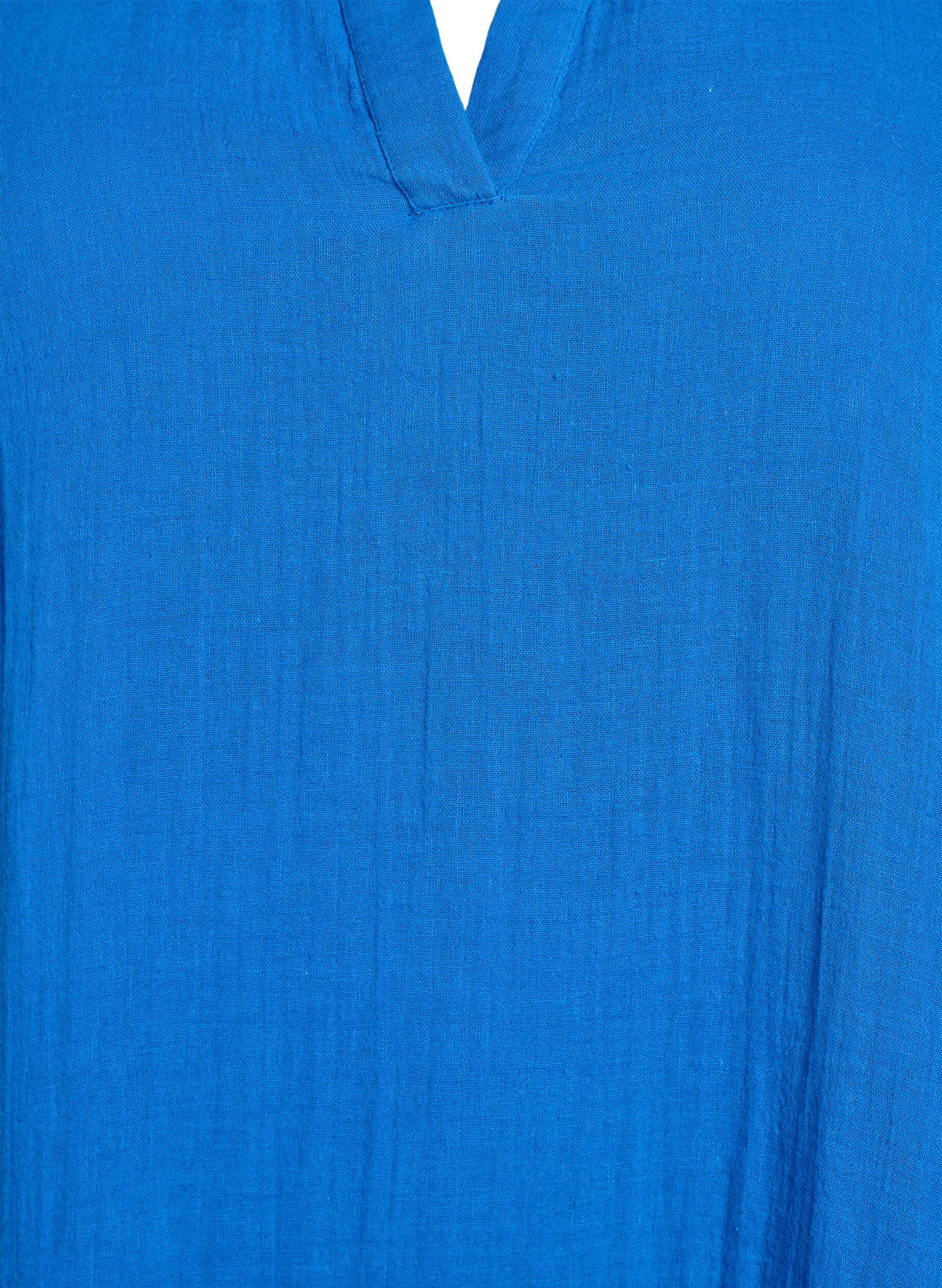 Zizzi Lyhyt mekko puuvillamusliinista kuosilla, Sininen, Packshot image number 2