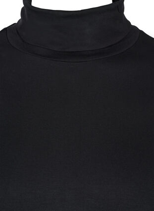 Tyköistuva viskoosipusero korkealla kauluksella, Black, Packshot image number 2