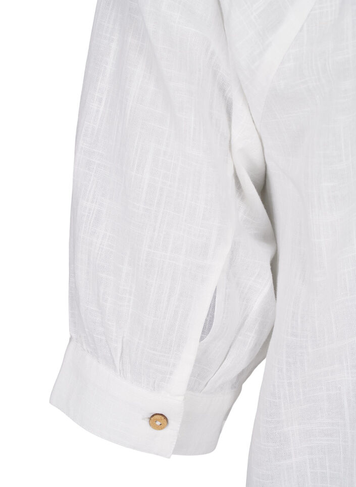 Puuvillainen tunika V-kaula-aukolla, Valkoinen, Packshot image number 3