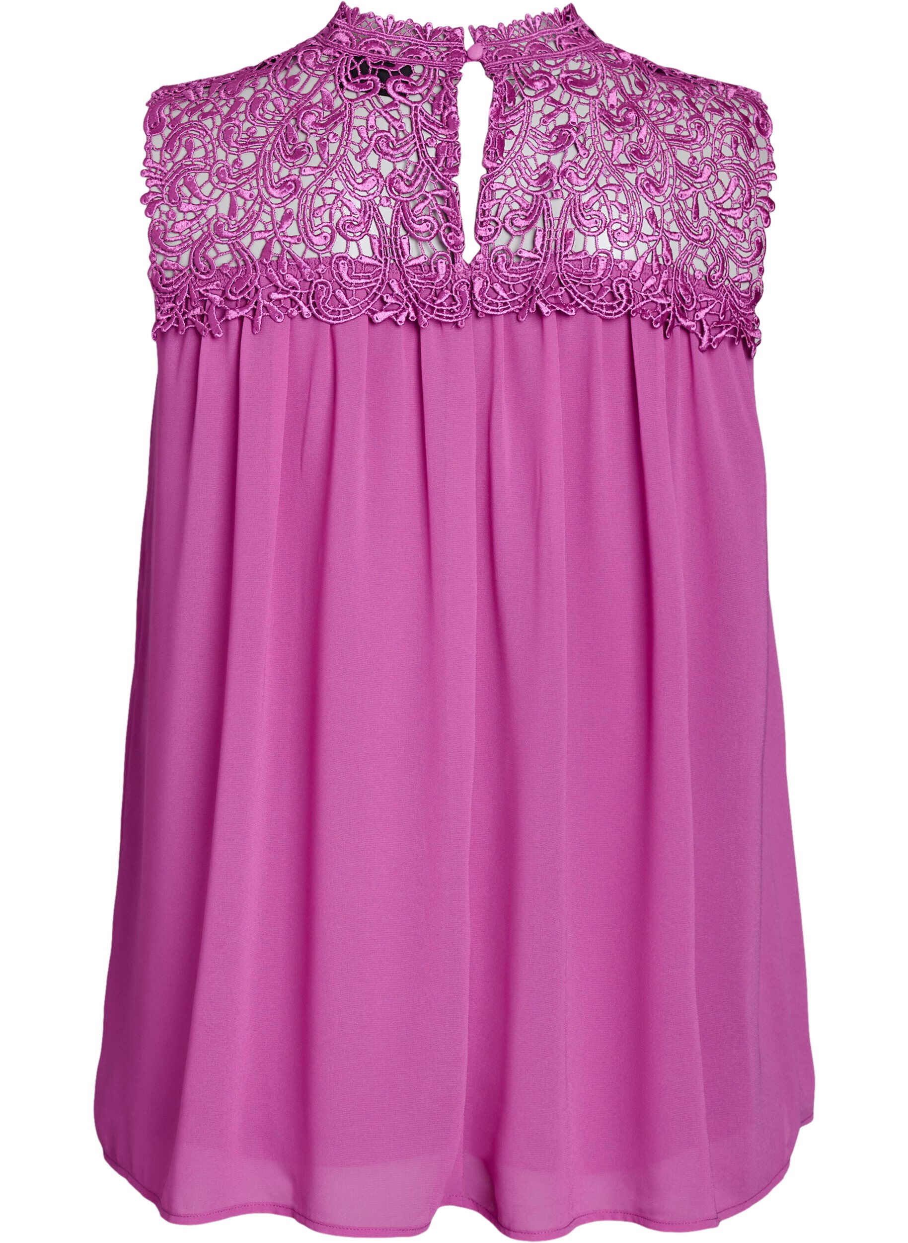 Zizzi Hihaton juhlatoppi, jossa on virkattu osa, Violetti, Packshot image number 1