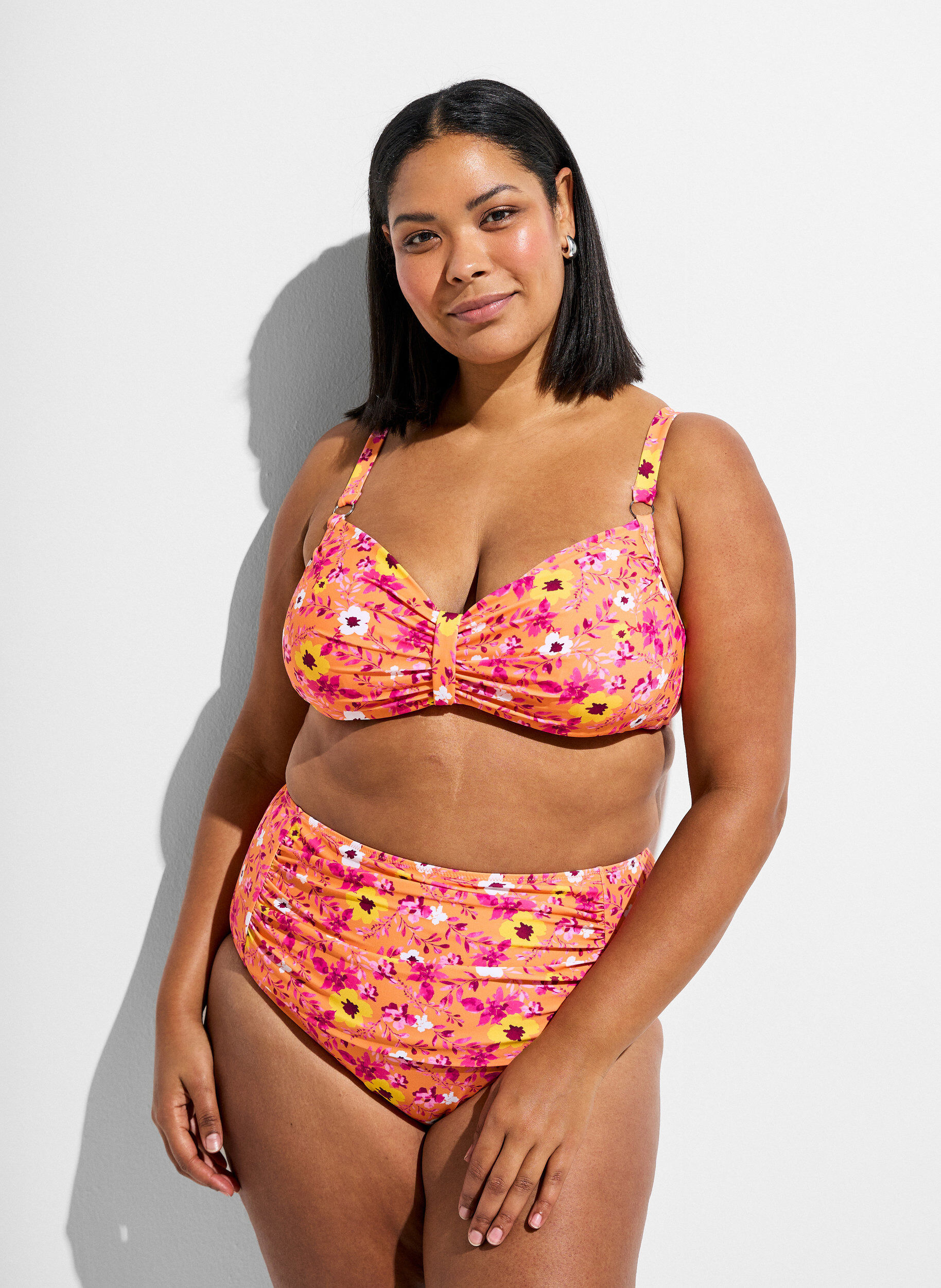 Zizzi Kaarituelliset bikiniyl&auml;osa kuosilla, Oranssi, Model image number 1