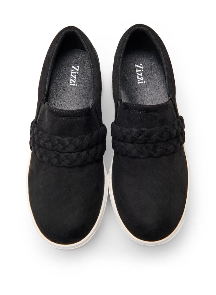 Leveälestiset - Mokkajäljitelmäkengät punotuilla remmeillä, Musta, Packshot image number 2