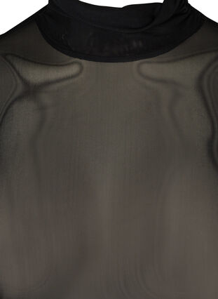 Mesh-paita korkealla kauluksella ja leopardiprintillä, Black, Packshot image number 2