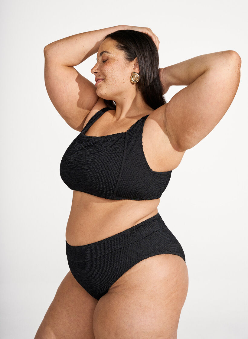 Kreppibikinitoppi säädettävillä olkaimilla, Musta, Image image number 0