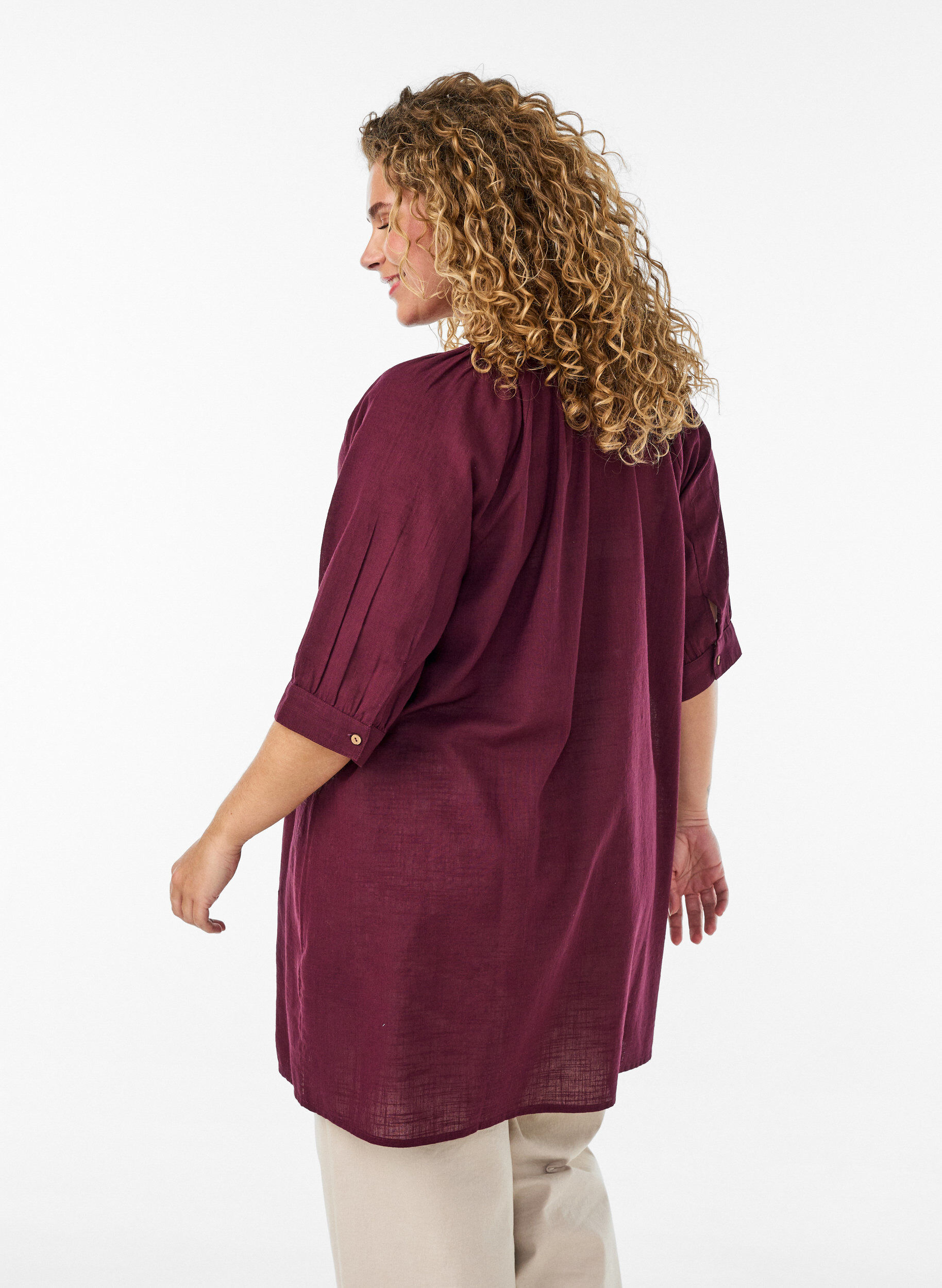 ZizziPuuvillatunika V-p&auml;&auml;ntiell&auml;, Punainen, Model image number 2