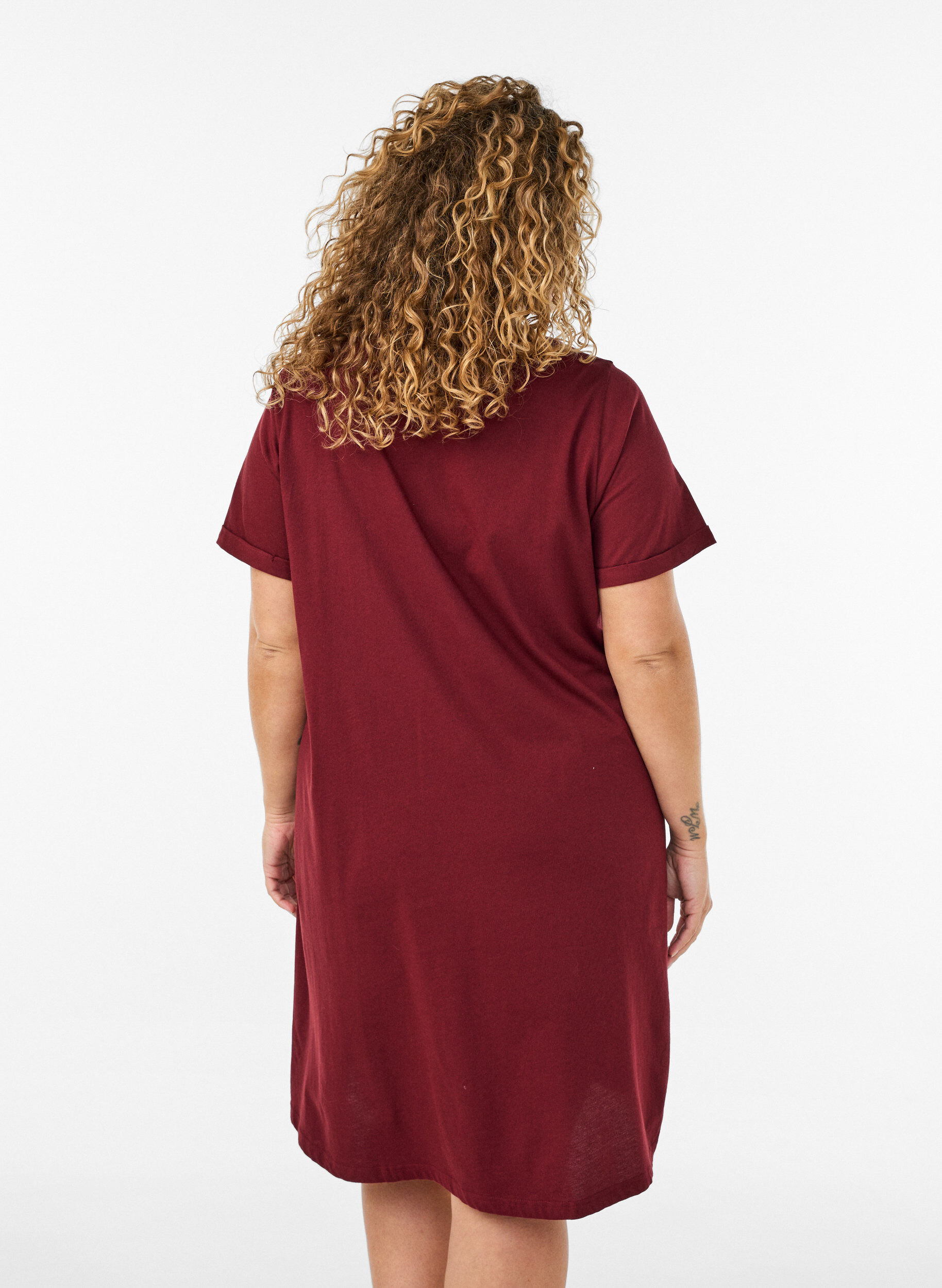 ZizziLyhythihainen y&ouml;paita luomupuuvillasta, Tumma Bordeaux, Model image number 2