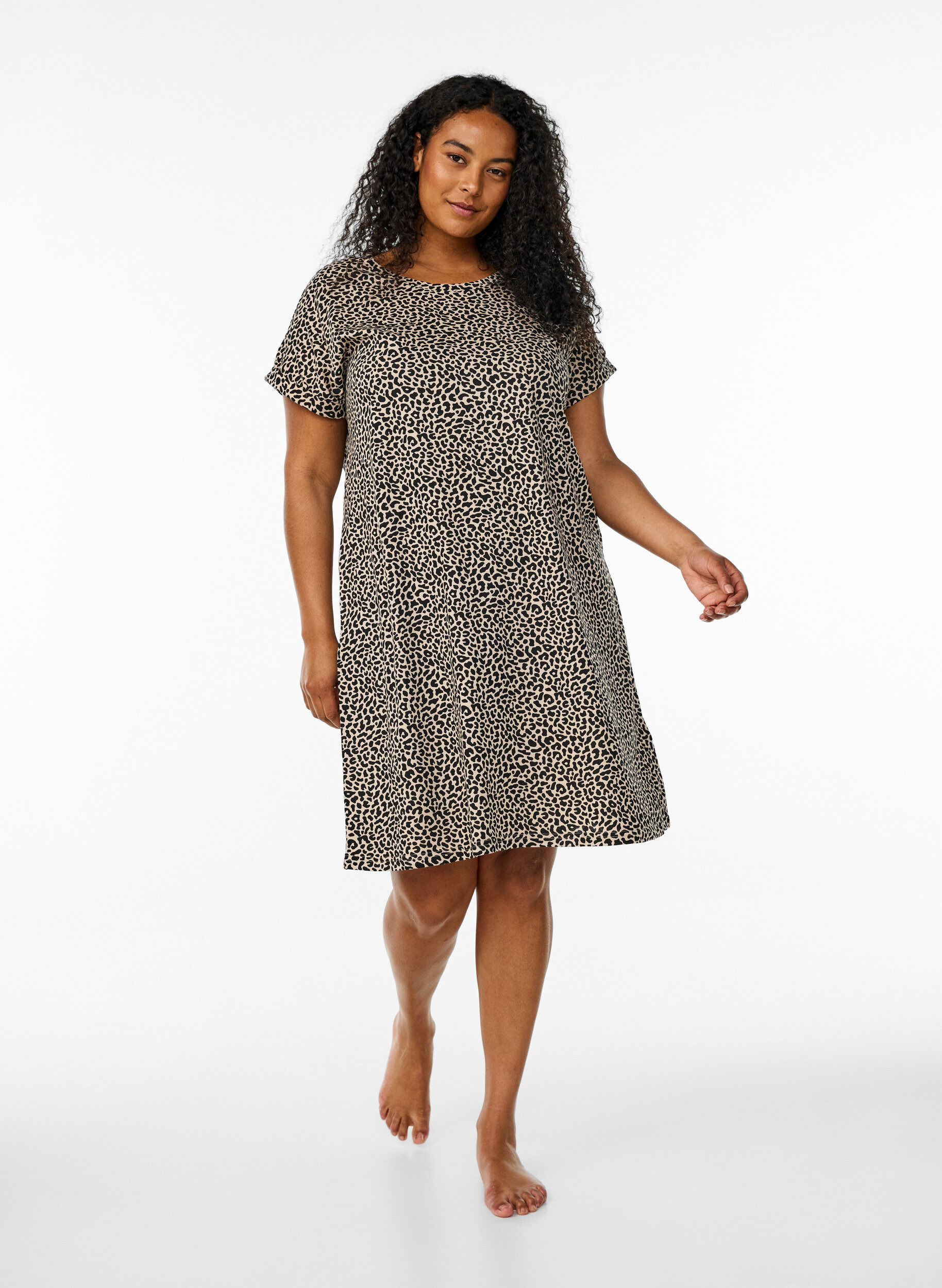 Zizzi 2-pack T-paitamekko lyhyill&auml; hihoilla, Ruskea, Model image number 1