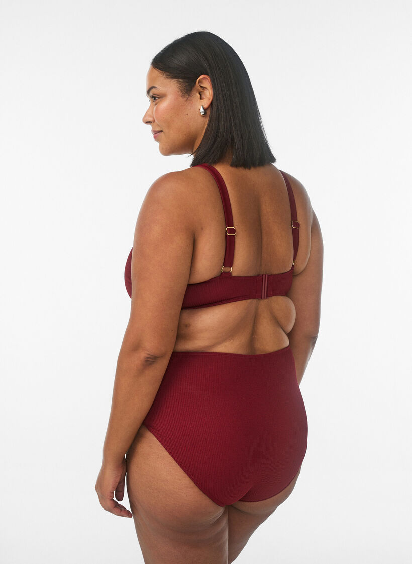 Korkeavy&ouml;t&auml;r&ouml;iset bikinialaosat tekstuurilla, Punainen, Model image number 1