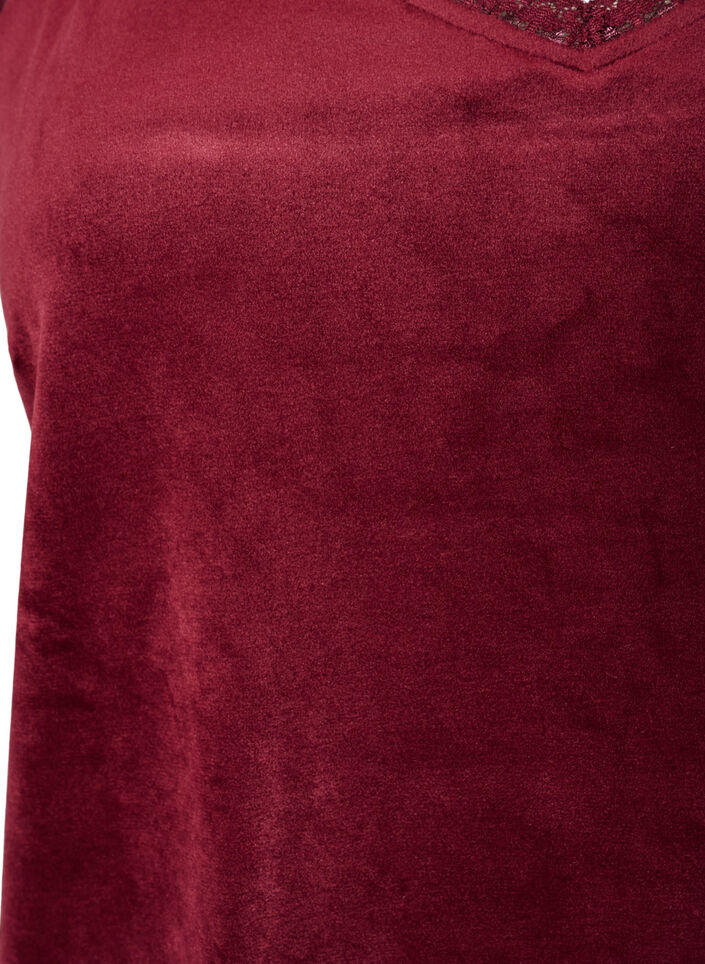 Velourpaita pitsireunuksella, Punainen, Packshot image number 2