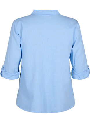 Puuvilla-pellavasekoitteinen paitapusero, jossa on napitus, Serenity, Packshot image number 1