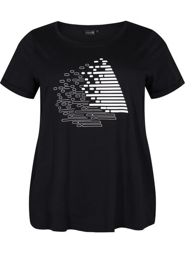 T-paita printillä treeniin , Black w. White, Packshot image number 0