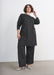 Suorat boucl&eacute;-housut, Musta, Model image number 0