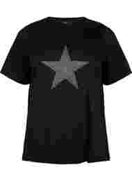 Ekologisesta puuvillasta valmistettu t-paita niiteillä, Black Star 
