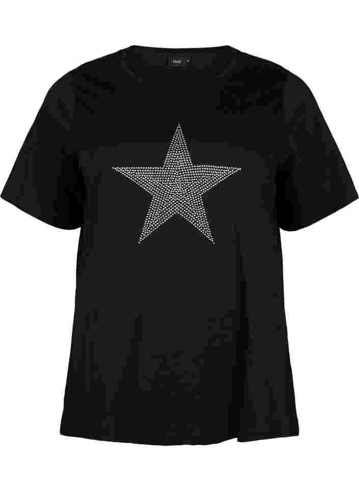 Ekologisesta puuvillasta valmistettu t-paita niiteillä, Black Star , Packshot image number 0