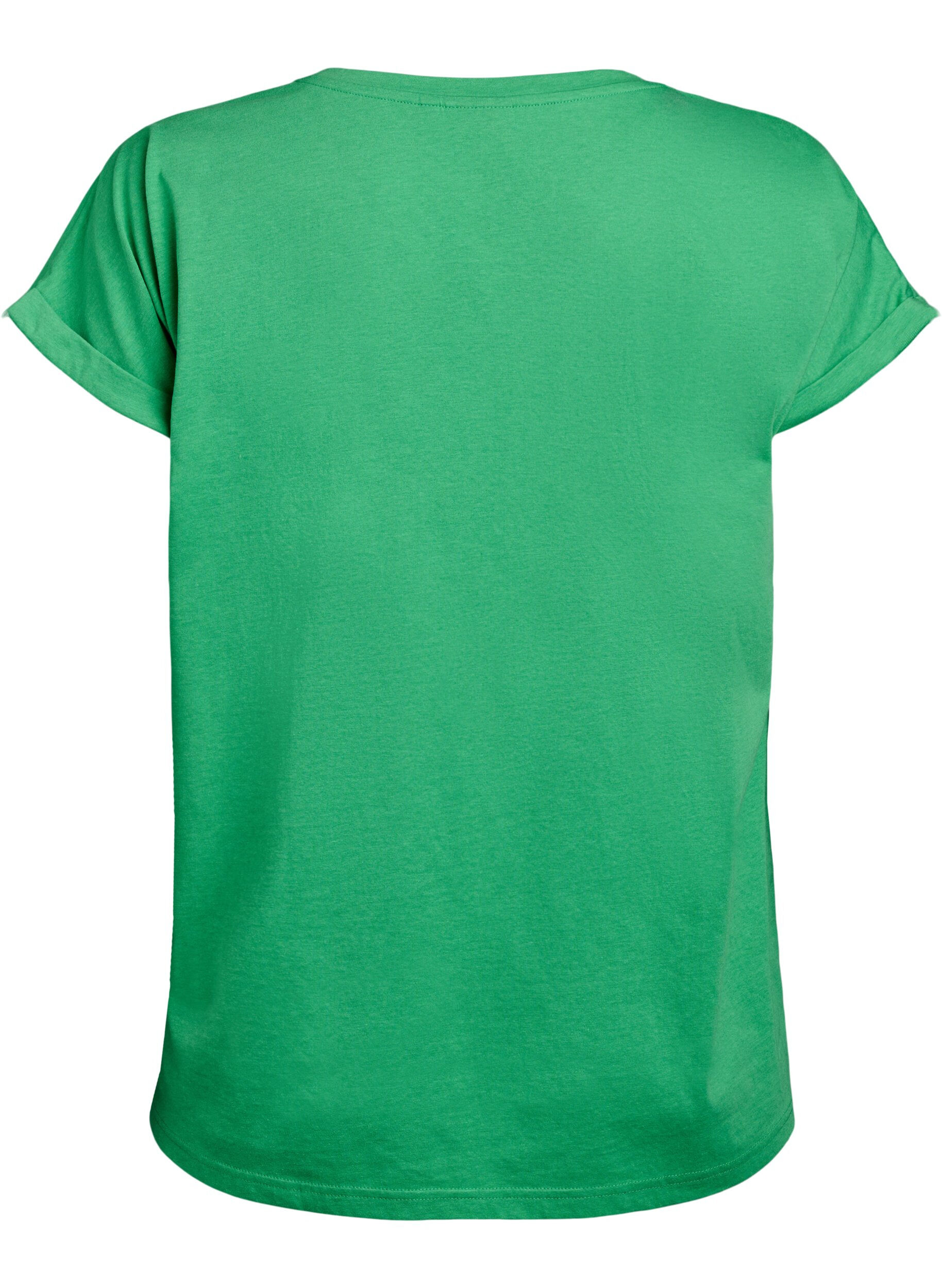 ZizziLyhythihainen puuvillasekoitteinen T-paita, Vihre&auml;, Packshot image number 1