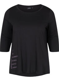 Puuvillainen t-paita 3/4-hihoilla, Black LOUNGE