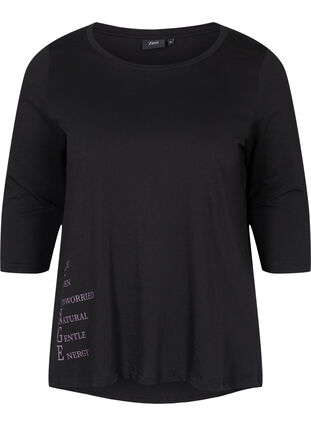 Puuvillainen t-paita 3/4-hihoilla, Black LOUNGE, Packshot image number 0