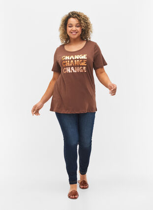 Puuvillainen t-paita lyhyillä hihoilla, Chestnut Change, Model image number 2