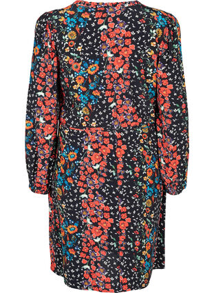 Kukallinen mekko viskoosimateriaalista, Black Flower, Packshot image number 1