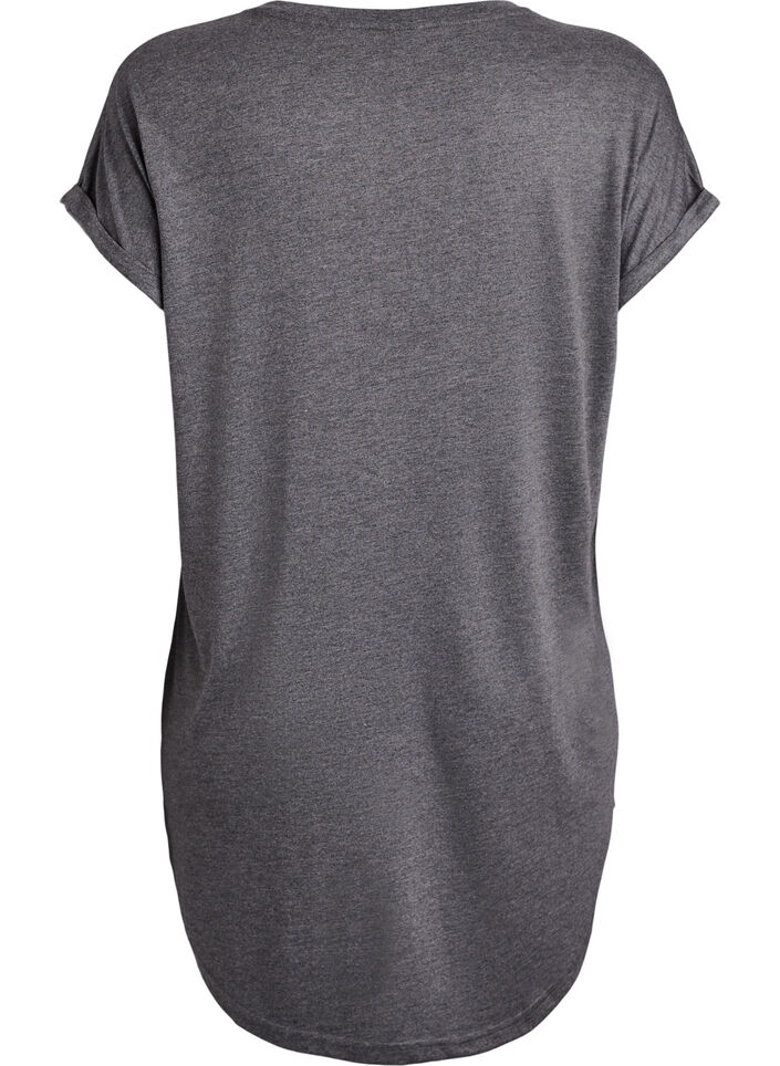 Lyhythihainen yöpaita tekstiprintillä, Musta, Packshot image number 1