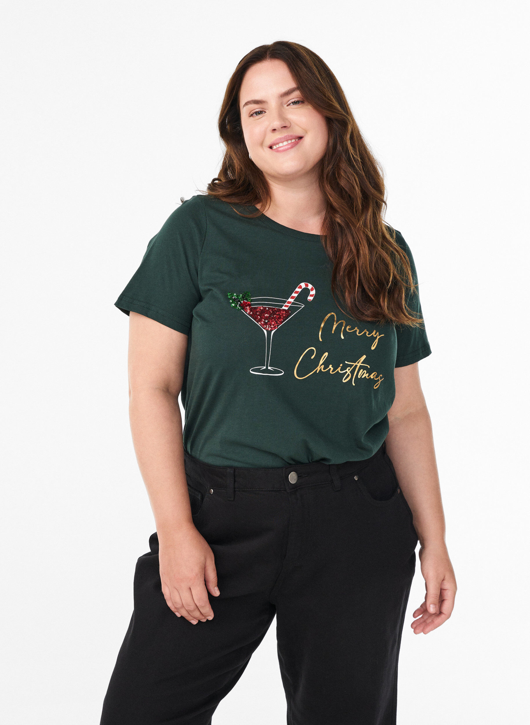 ZizziJoulupaita luomupuuvillasta, Vihre&auml;, Model image number 0