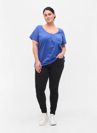 Puuvillainen t-paita lyhyillä hihoilla, Dazzling Blue, Model image number 2