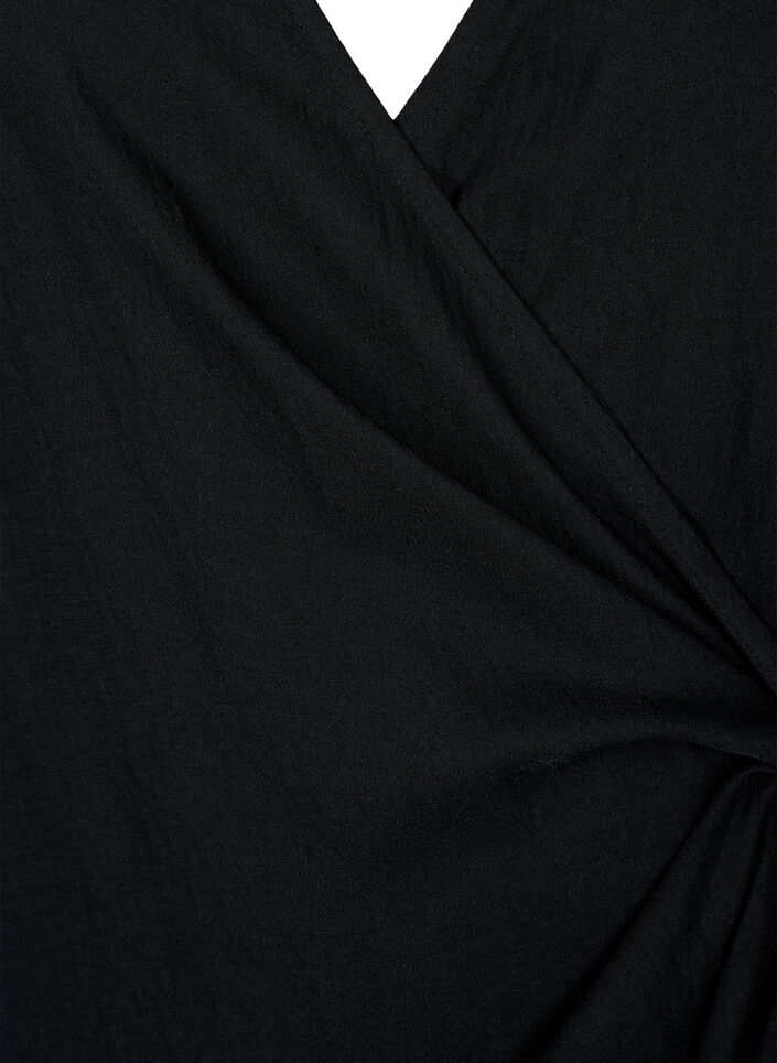Pitkähihainen wrap-look-tyylinen viskoosimekko, Black, Packshot image number 2