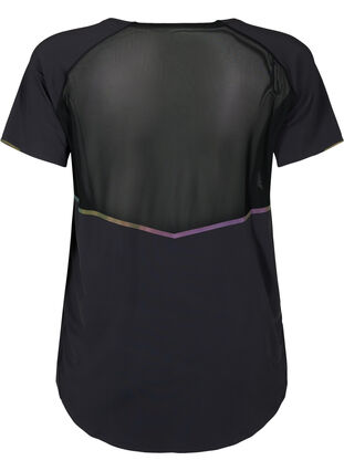 T-paita treeniin verkkokankaalla ja heijastavilla yksityiskohdilla, Black, Packshot image number 1