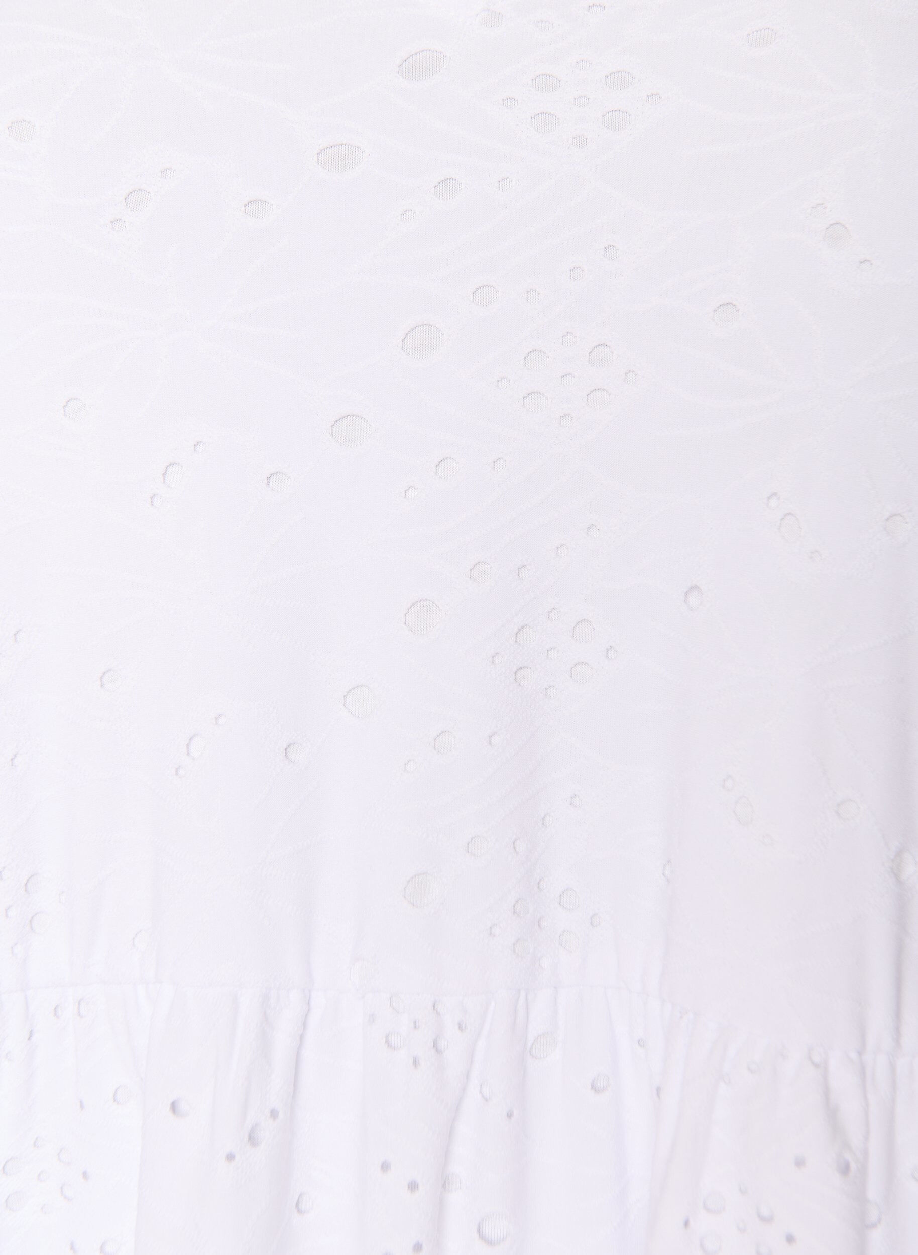 Zizzi Brodyyrimekko V-p&auml;&auml;ntiell&auml; ja 1/2-hihoilla, Valkoinen, Packshot image number 2