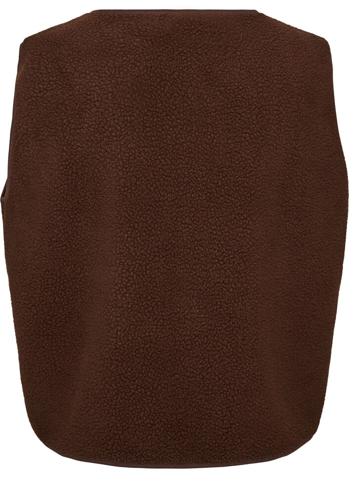 Teddyliivi napeilla ja taskuilla, Ruskea, Packshot image number 1