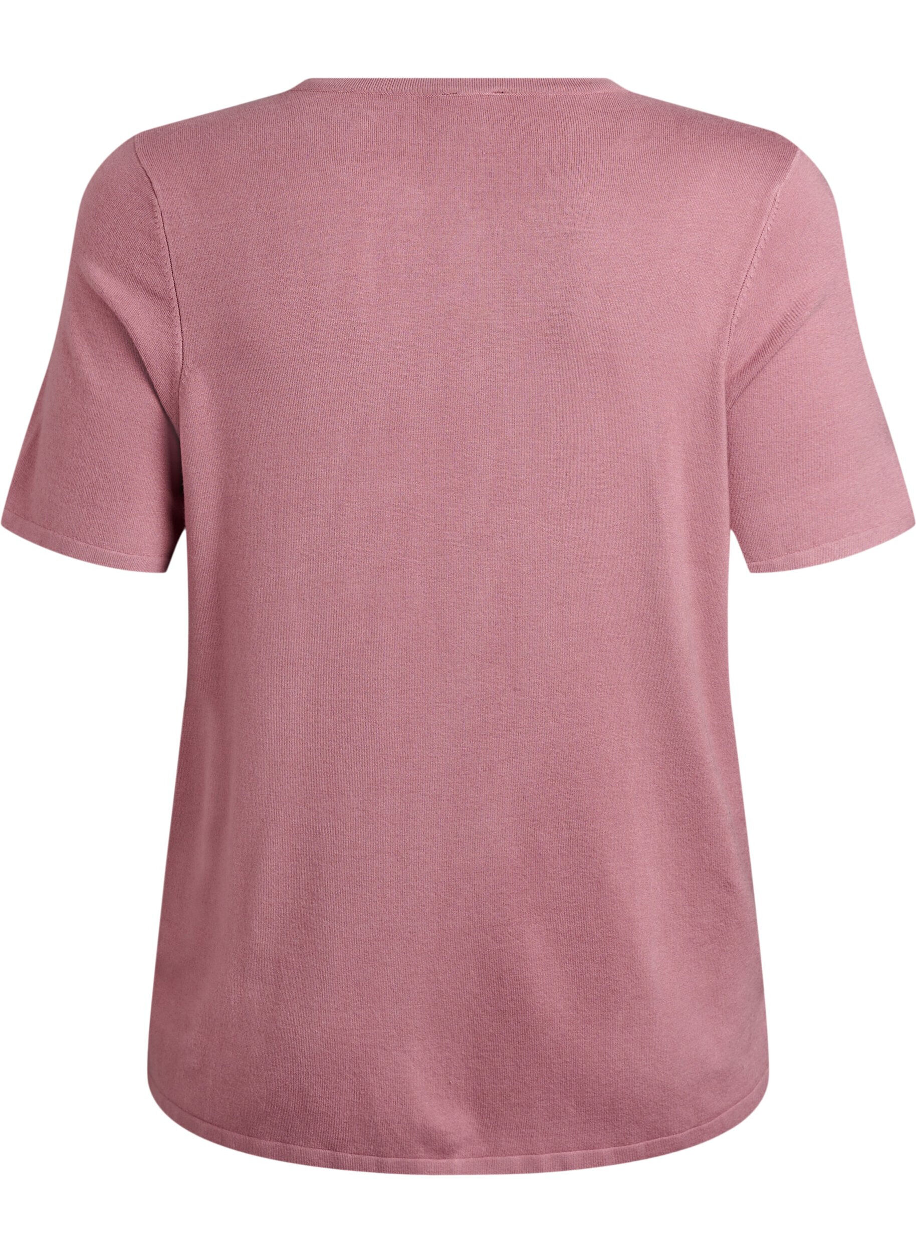 Zizzi Lyhythihainen neuletakki viskoosista, Vaaleanpunainen, Packshot image number 1