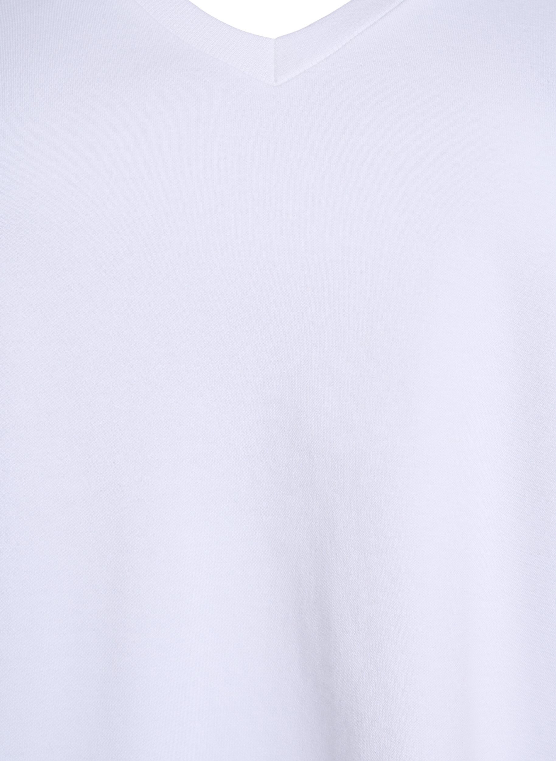 Zizzi Perus V-aukollinen T-paita luomupuuvillasta, Valkoinen, Packshot image number 2