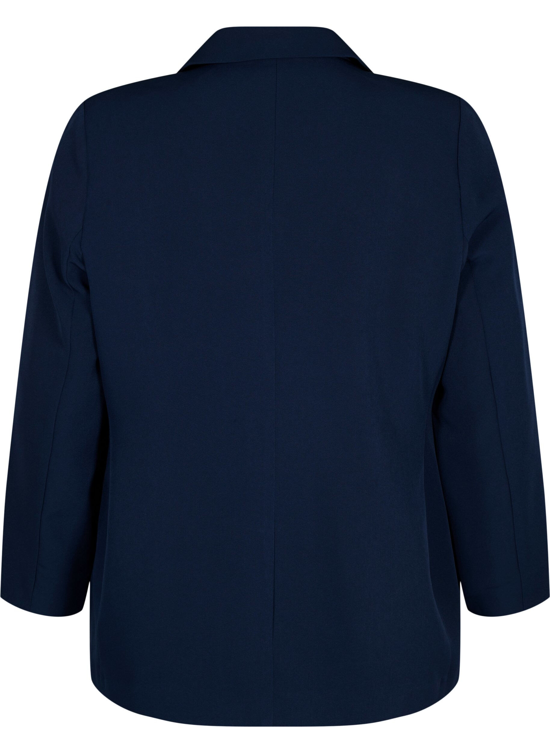 Zizzi Klassinen bleiseri napituksella, Navy Blazer, Packshot image number 1