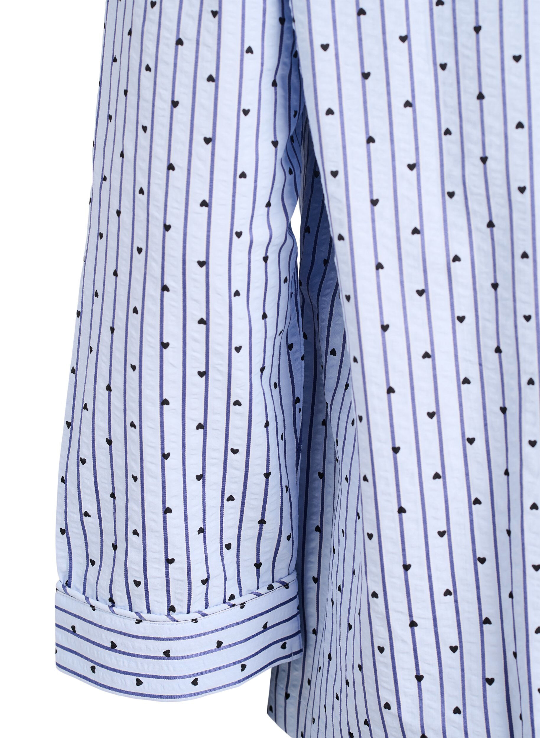 Zizzi Seersucker-pyjamapaita, jossa pitk&auml;t hihat, Sininen, Packshot image number 3